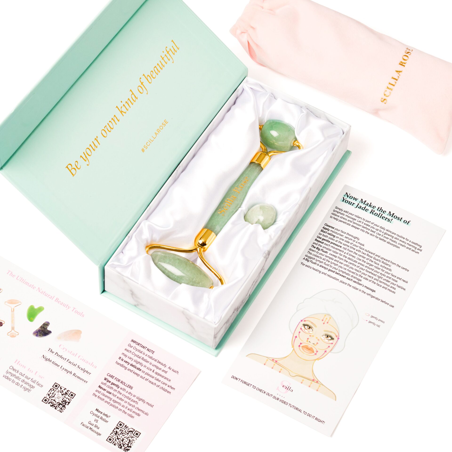 Jade Roller Für Gesicht & Körper – Natürliche Anti-Aging Massage Gegen Schwellungen, Falten & Augenringe! In Blau, Grün Oder Rosa